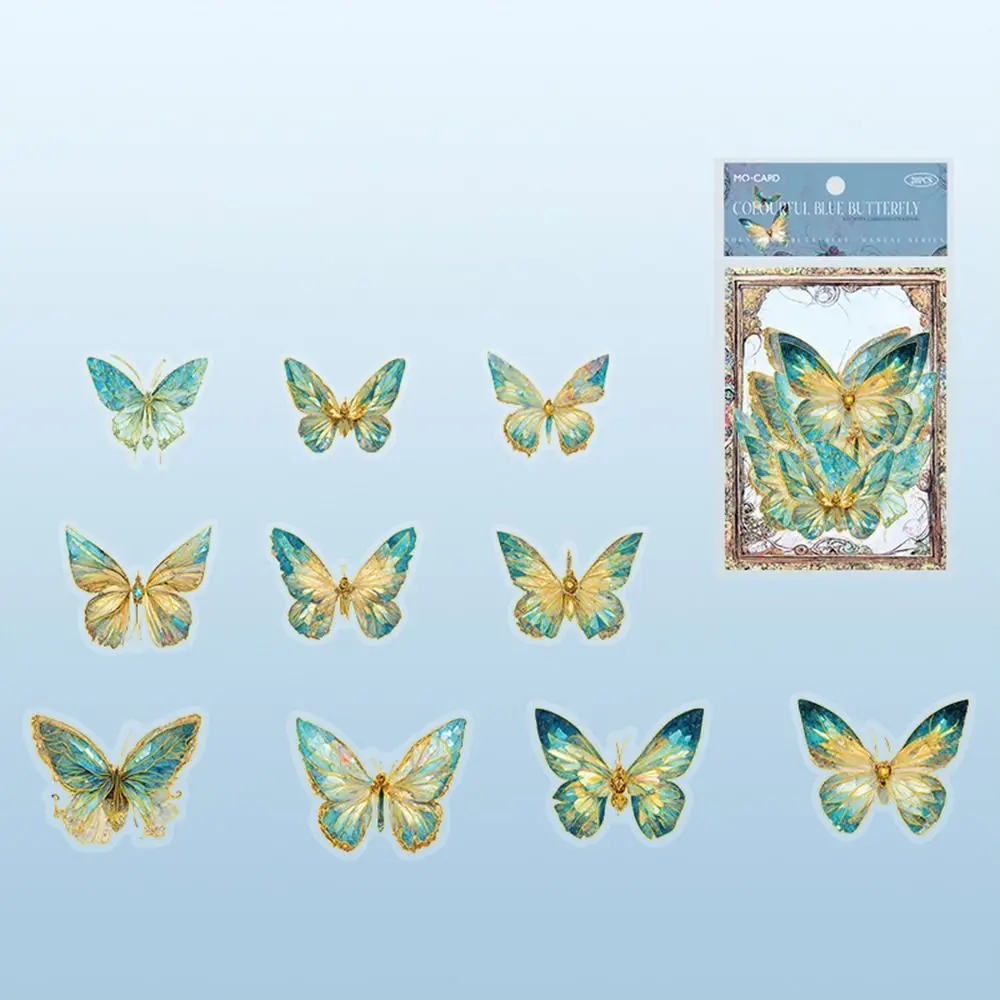 Autocollant papillon laser en cristal de glace, artisanat de bricolage, décoratif fait à la main, esthétique, brillant, scrapbooking pour animaux de compagnie, album de journal intime