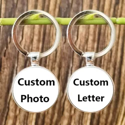Custom Keychain Pendant Personalized Logo Name Letter Photo Glass Key Ring