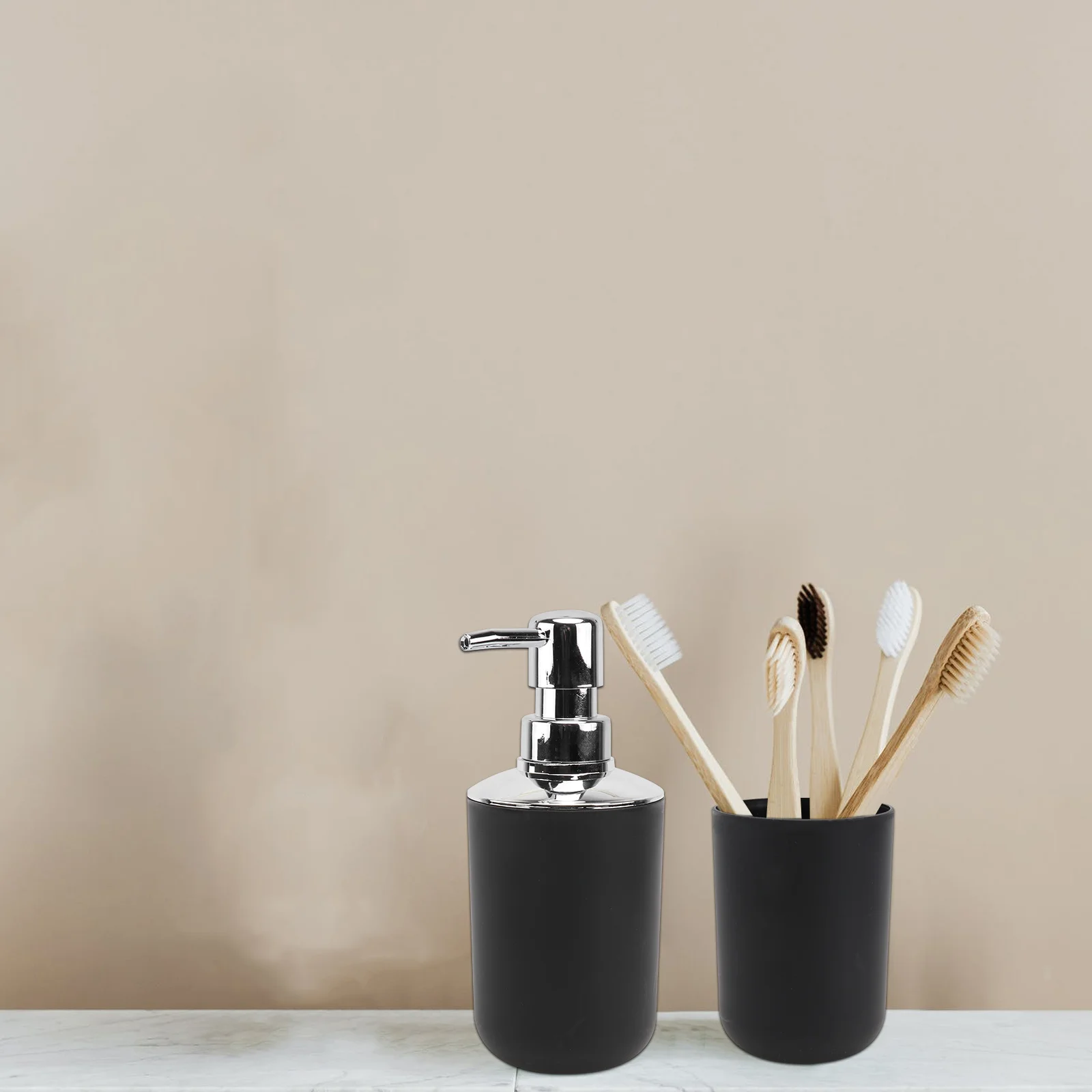 

1Set Household Washing Cup Must-Have Accessories Modern Decorative Styles Practical Design Black Bathroom Accessories