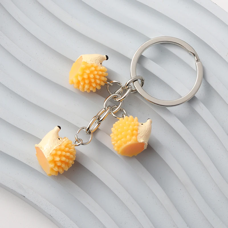 Lovely Resin Keychains Cute Small Hedgehog Animals Key Rings For Women Men Friendship Gift Car Keys Decoration Handmade Jewelry