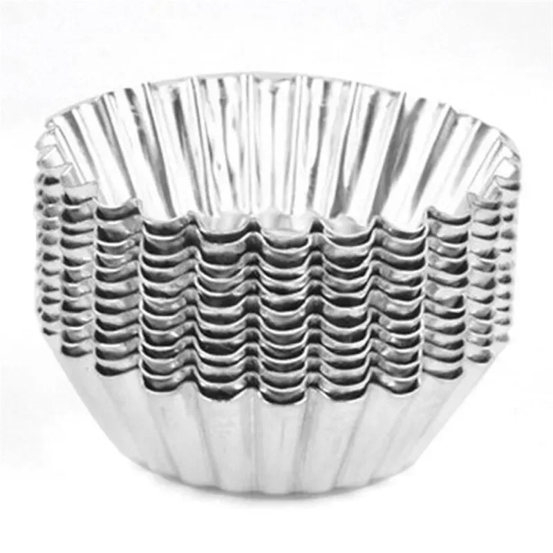 20PCS Aluminium Cupcake Kuchen Cookie Gefüttert Form Zinn Backen Werkzeug Ei Torte Tablett Portugiesisch Ei Torte Tasse Spitze Ei torte Tablett