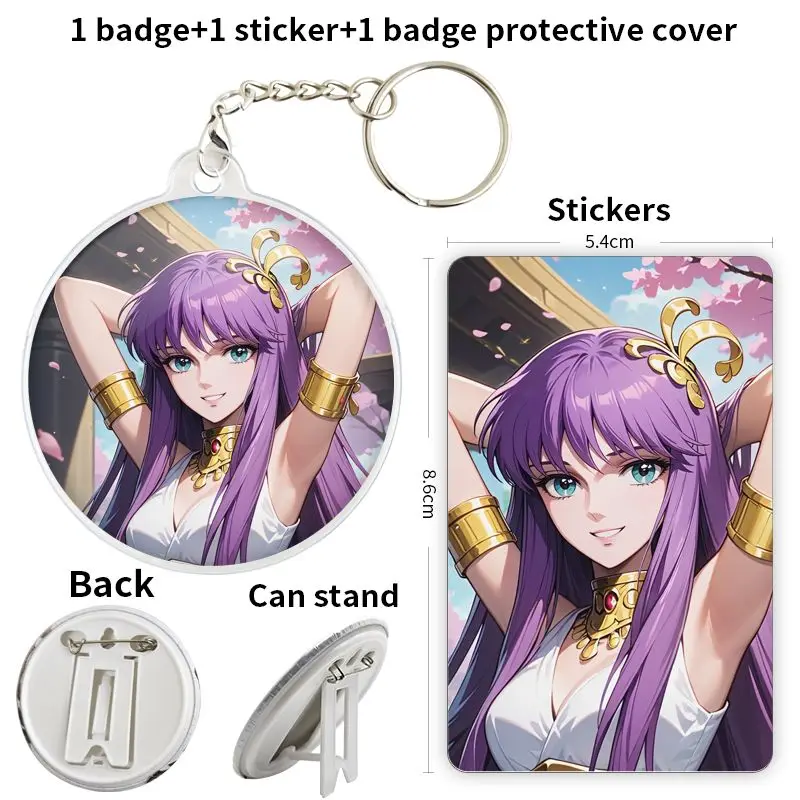 Athena saori anime personagem jogo botão macio crachá broche âncora periféricos pino berloque flandres chapéu decoração 75mm criativo