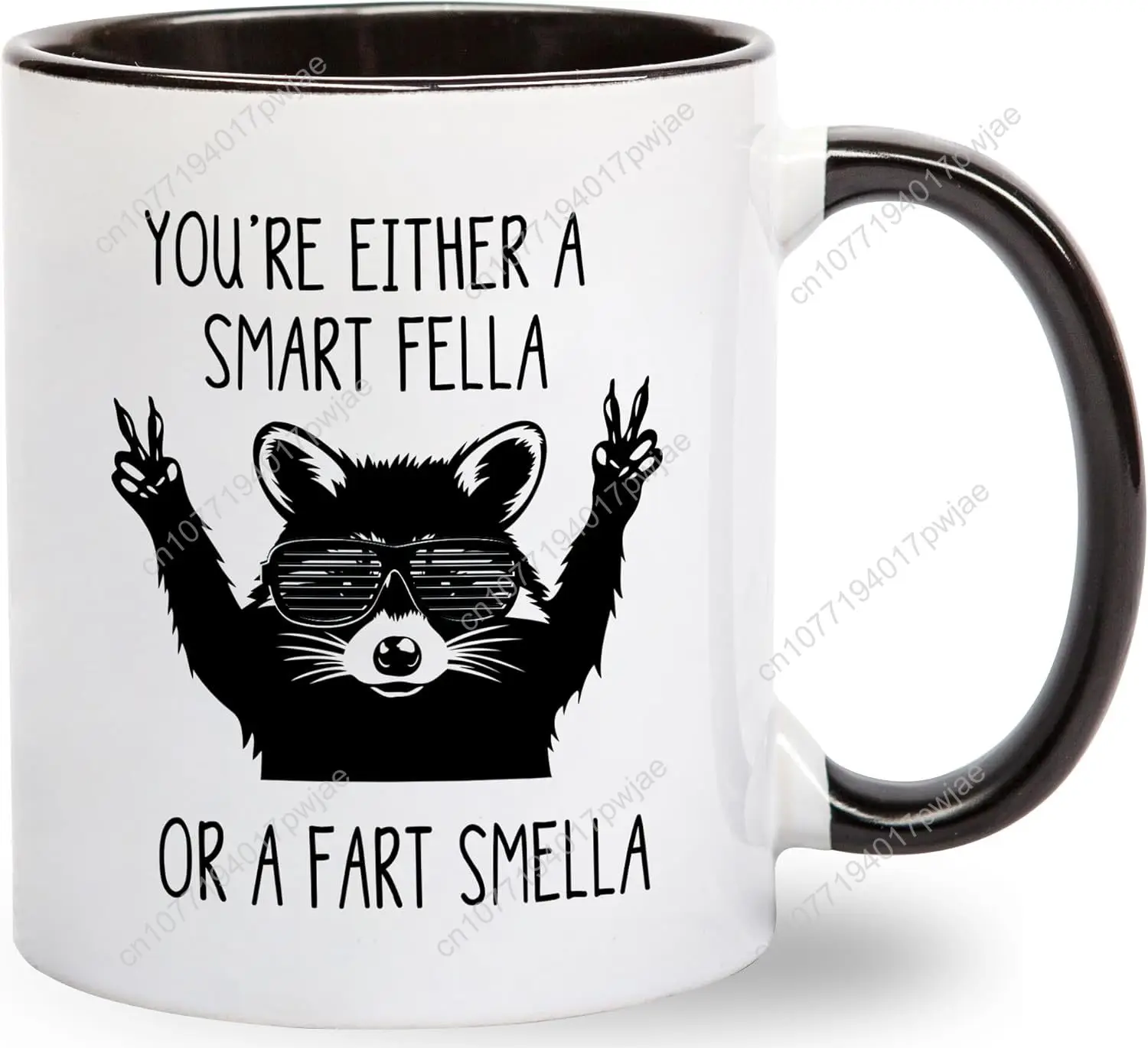 

You're Either A Smart Fella or Fart Smella Coffee Mug - Retro Cartoon Meme Gifts for Men Women Best Friend Funny Raccoon Birth