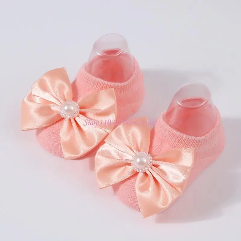 

R6FD Bowknot Baby Socks FirstWalkers Socks Infant Nonslip Floor Socks for Indoor