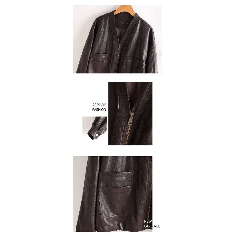 That Goes Well with Casual Wear The New Korean-style Women's Leather Jacket Is A Large, Loose, Bat-sleeve Versatile Elegant Coat