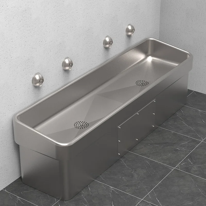 304 stainless steel sink: Manufacturer supplies floor-standing multi-seat prison stainless steel sink sink with slope