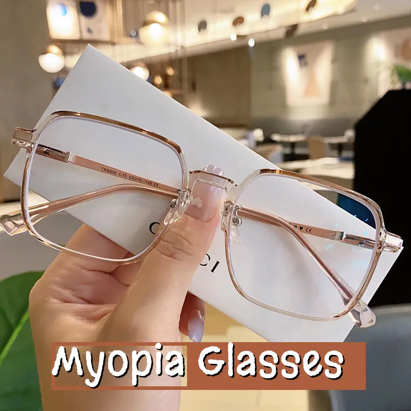 

Fashion Men Women Square Frame Myopia Glasses Computer Anti-blue Near Sight Eyeglass Luxury Design Optical Spectacle Eyewear