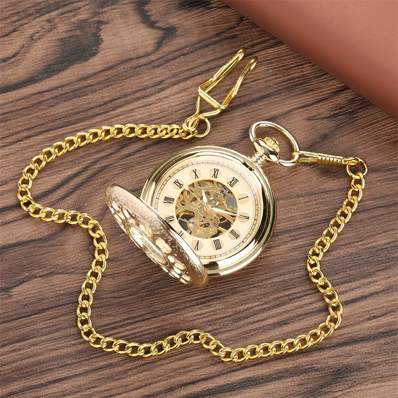 Silver/Gold Hollow Out Flowers Roman Number Display Handwinding Mechanical Pocket Watch with Pendant Chain reloj de bolsillo