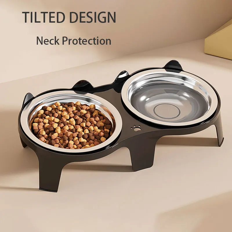 Stainless Steel Cat Bowl, Anti-tip Large Capacity Easy-Eat Design Food & Water Bowl, Feeding Bowl for Dog Cat Pet Supplies