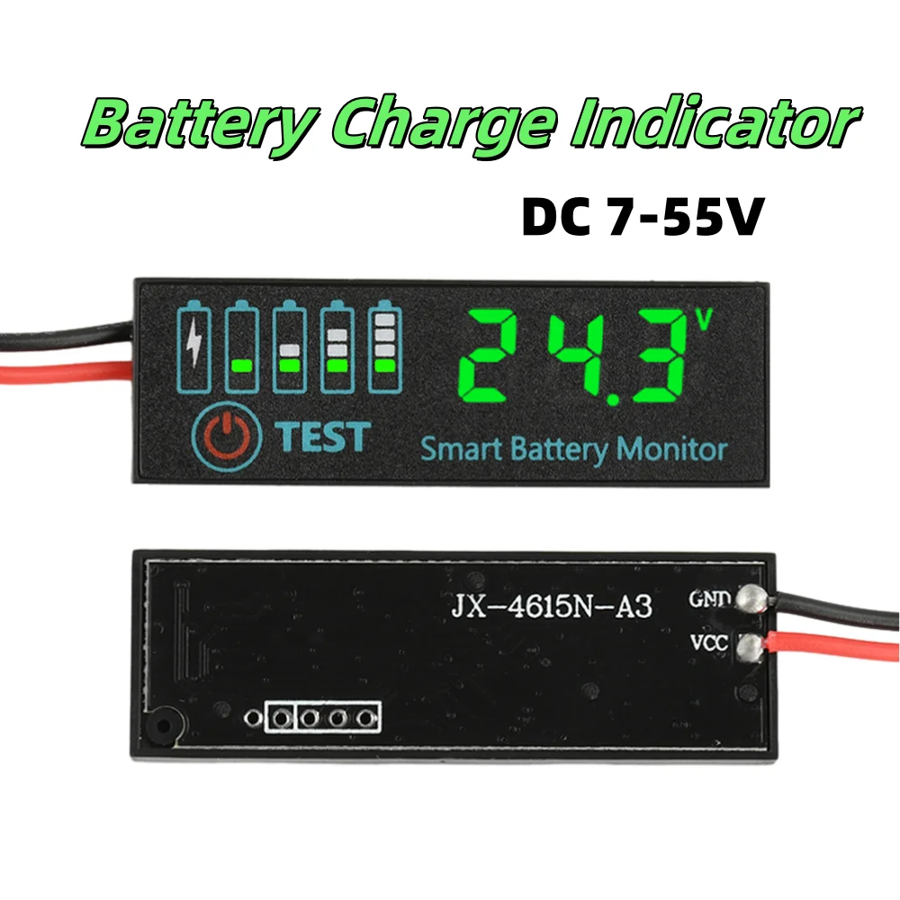 LED Battery Indicator DC 7-55V Voltage Charge Indicator Acid Battery Lithium Battery Universal Battery Charge Tester Panel