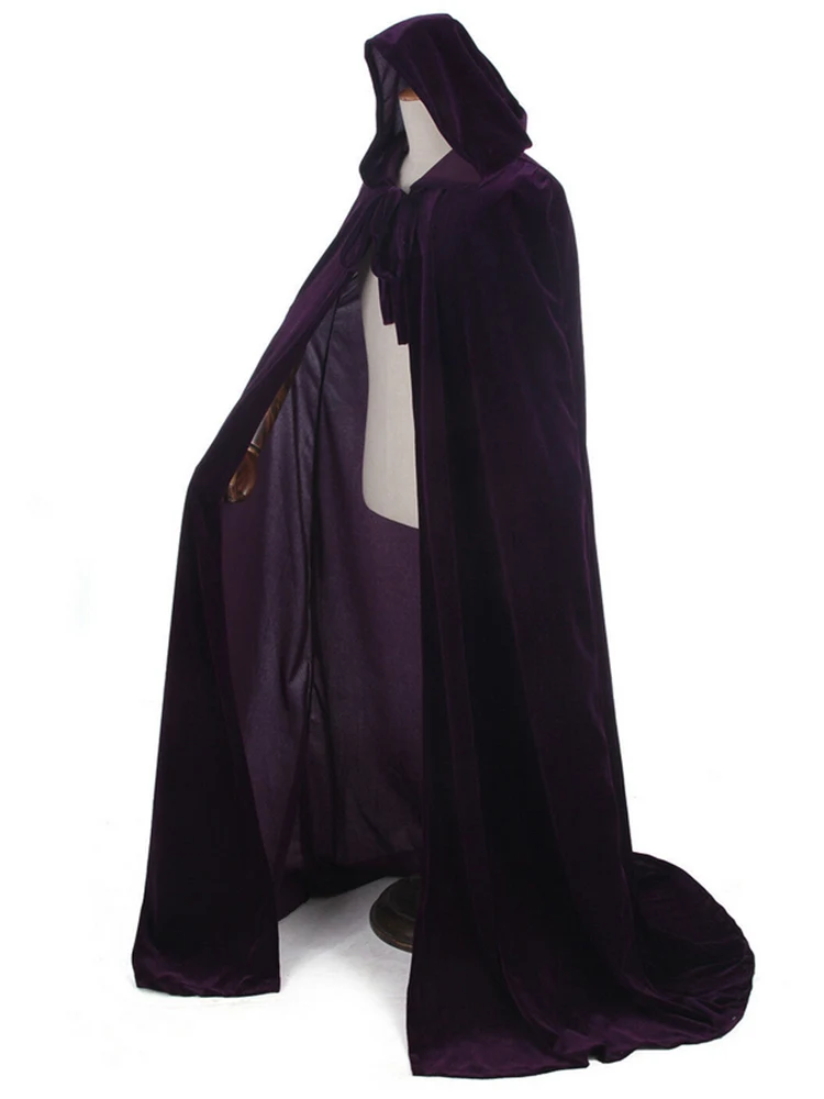 Unisex Fashion Halloween Trench Solid Color Velvet Women Men's Long Loose Cloak Halloween Party Costume Cloak accessories