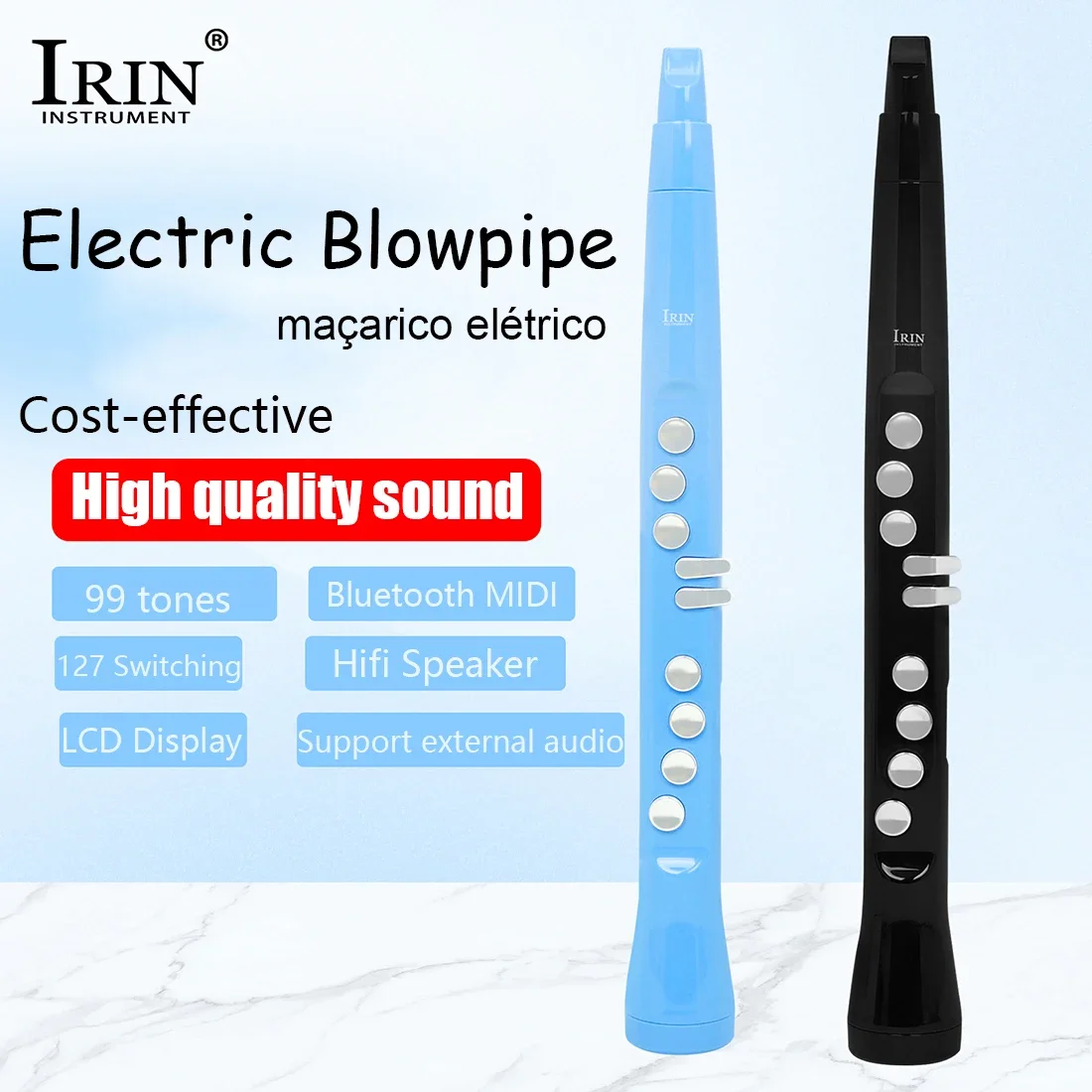 IRIN Electric Blowpipe Mini Sax Flute Dual Fingering LCD Display Bluetooth Wireless Connection Mini Electric Blowpipe Saxophone