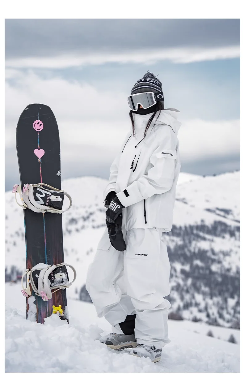 JOHN Volldruckklebender 3L-Skianzug für Damen und Herren, 2024, Snowboard-Kleidung, Einzelbrett, Doppelbrett, Angriffsjacke, Schneehose – Detail 16