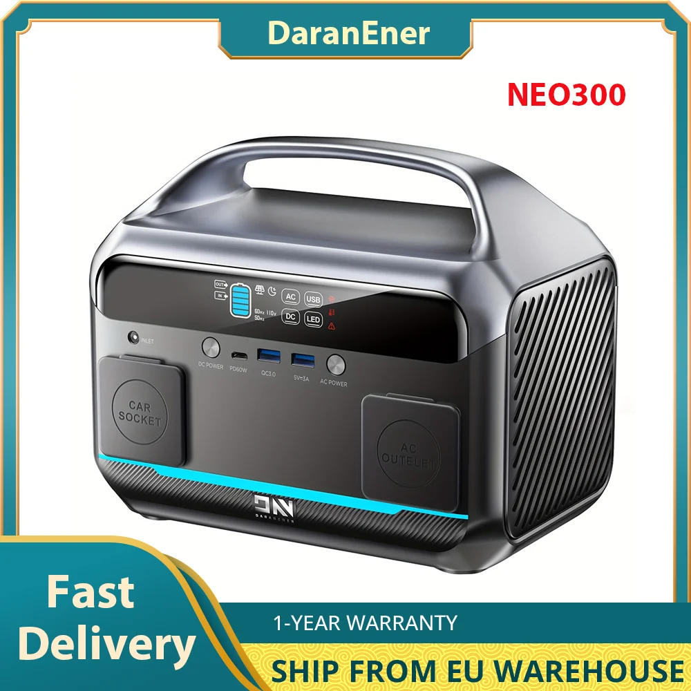 DaranEner NEO300 268.8Wh Power Station, 300W LiFePO4 Portable  Battery，Green Outdoor Power,Easy to Carry,Electrical Equipment