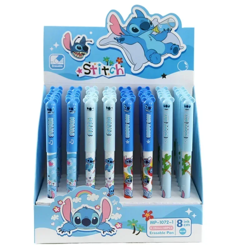 Random 1pcs /5pcs Disney Stitch Erasable Retractable Gel Pen, 0.5mm Blue PVC Pen, Cartoon Stationery for Students & Rewards