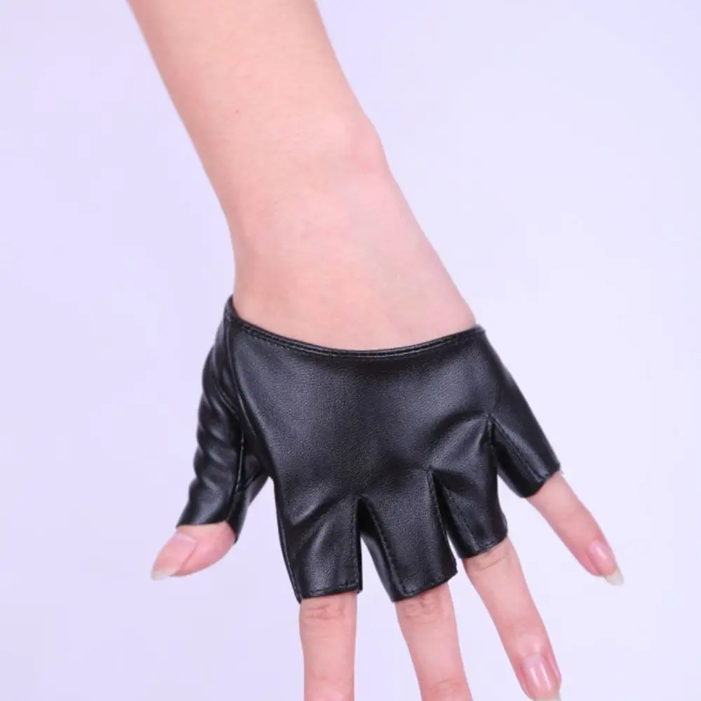 Show PU Leather Fashion Fingerless Gloves Half Finger Half Palm Pole Dance