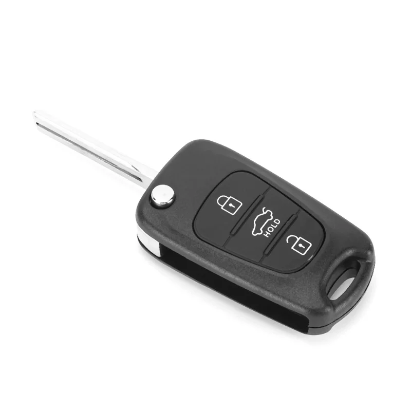 Car Auto 3 Buttons Flip Remote Key Fob Shell Case Black Replacement Fit For KIA Rondo