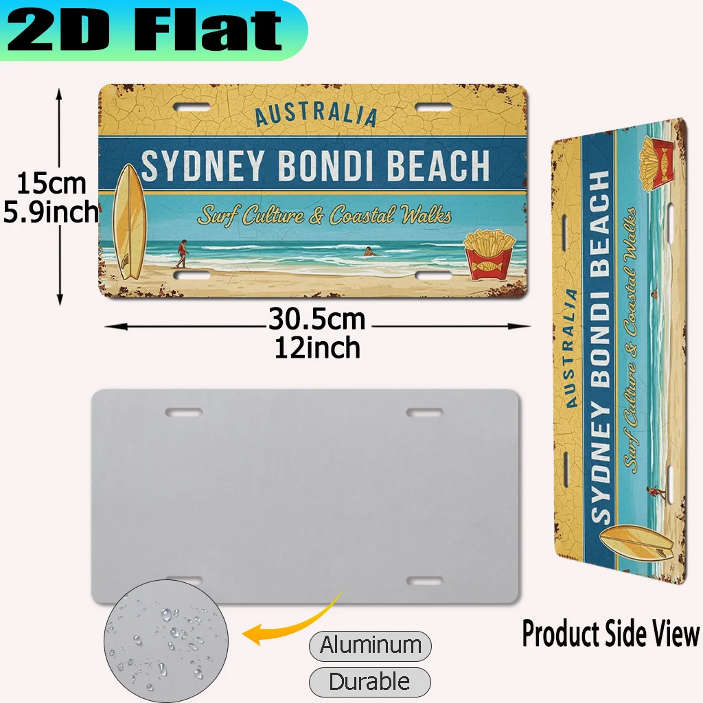 2D Flat - 【2D Flat】 2D Flat - [2D Flat] A Vintage Aluminum Sign (30.48X15.24 cm) Representing The for surfing Culture And Coasta