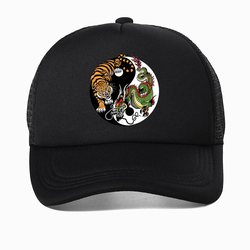 Fashion Dragon And Tiger Graphic hat Unisex Yin and Yang Symbol Baseball Cap high quality Summer Mesh Breathable Snapback hats