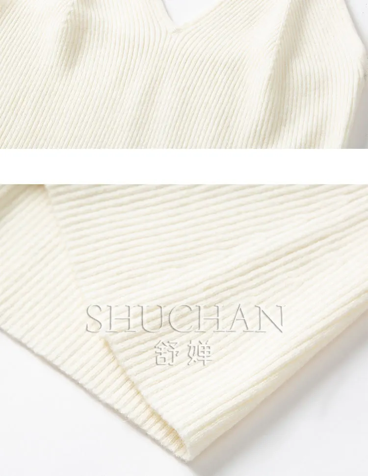 سترة صوفية متعددة الاستخدامات برقبة على شكل حرف V للسيدات لشتاء 2025 مع سترة محبوكة شمعية ناعمة باللون الأحمر الأنجورا #6