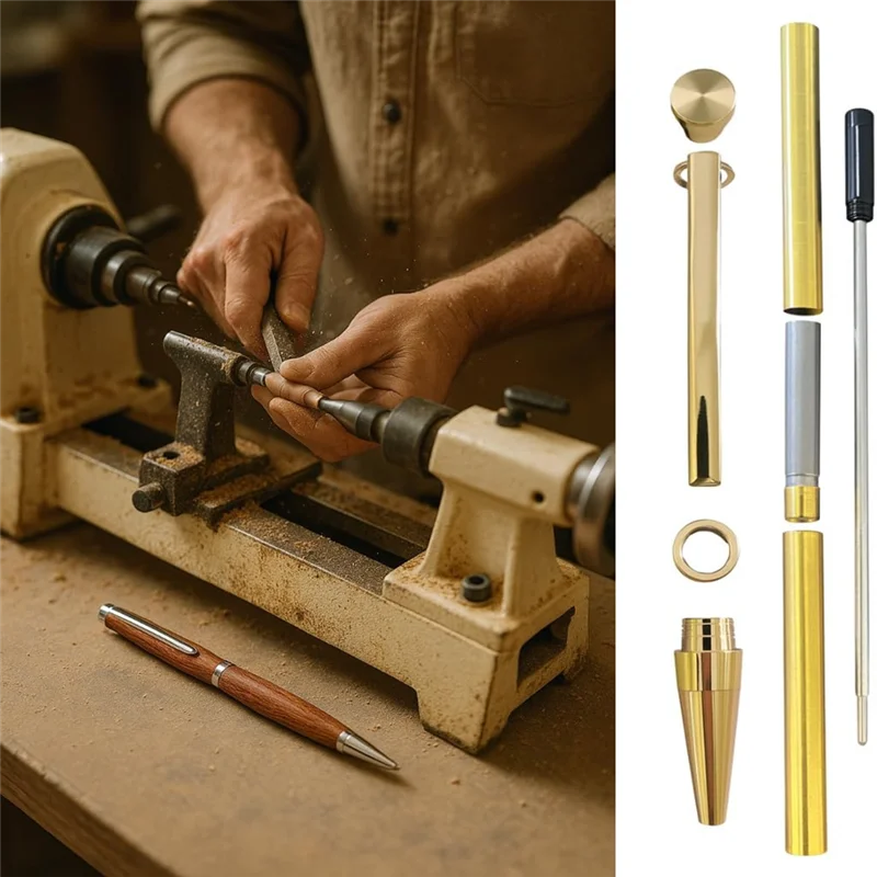 A96I-Wood Turning Twist Pen Kit-7Mm-20 Pack-Slimline Pen Kit With Refills, Brass Hardware& 5 Finishes For DIY For Lathe Projects
