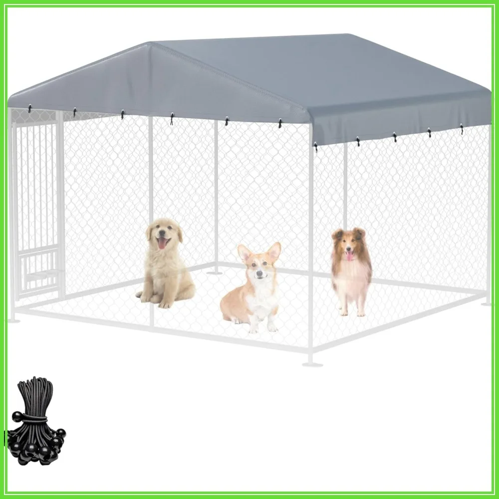 

Waterproof Outdoor Dog Kennel Cover 10x10 FT, 600D Oxford Fabric, Gray (Frame Not Included)