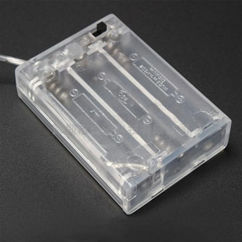 2pcs AA Battery Box AA Battery Holder With Cover With Top Switch With Cable 3AA 4.5V Battery Case In Series Transparent