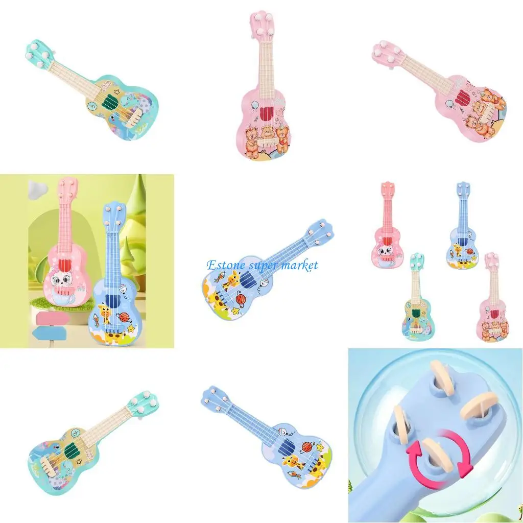 090B Mini Ukulele Giocattolo educativo per bambini Principianti Strumenti musicali Regalo compleanno Divertente Ukulele Prima