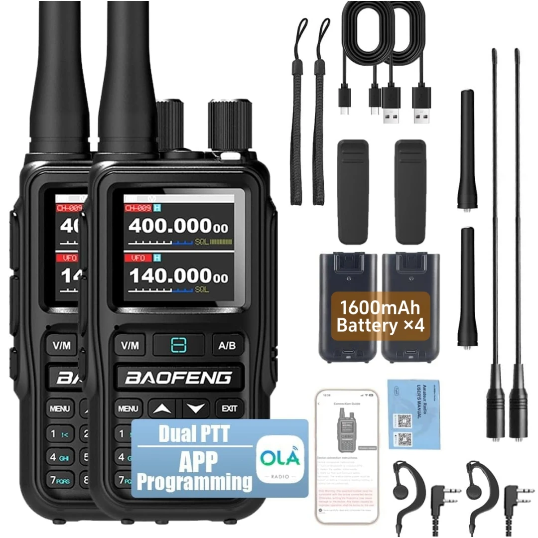 Baofeng Uv 5R Mini Ham Radio Handheld, Multi-Band Walkie Talkie With Air Band Receive Long Range Two Way Radio, 1600Mah Battery