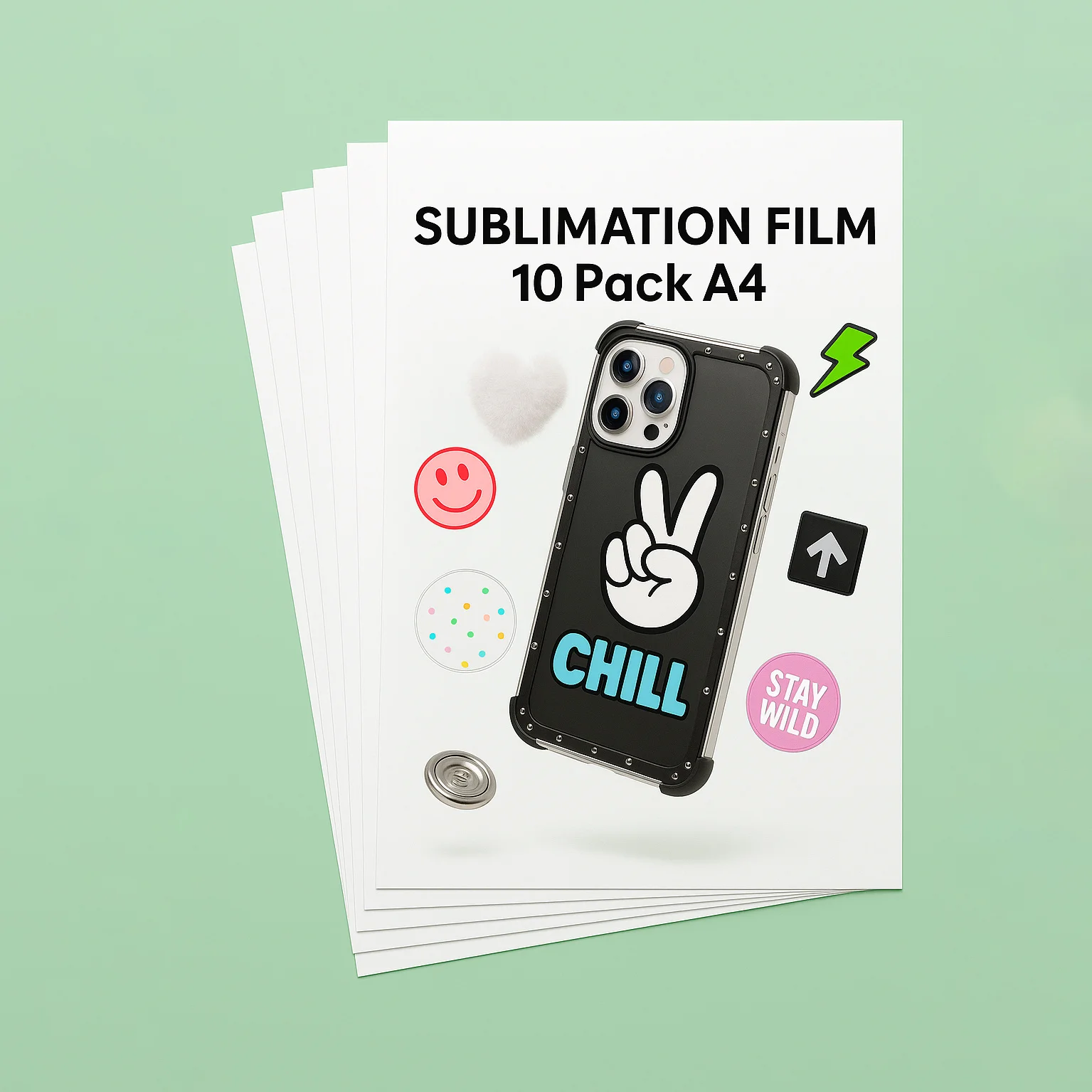 10Pack A4 Printable Sublimation Heat Transfer Film for Phone Case Heat Press, 3D Sublimation Film Sheets for Phone Cases