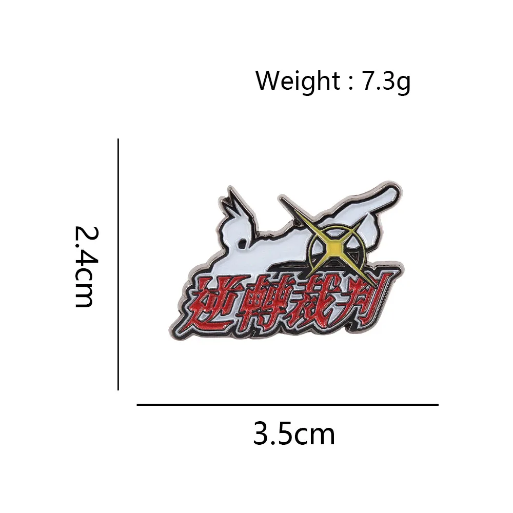 Ace Attorney Emaille-Pin Gyakuten Saiban Logo-Abzeichen Phoenix Wright "Objection!" Brosche Spiel-Merchandise für Fans Anstecknadel Schmuck Geschenk – Detail 2