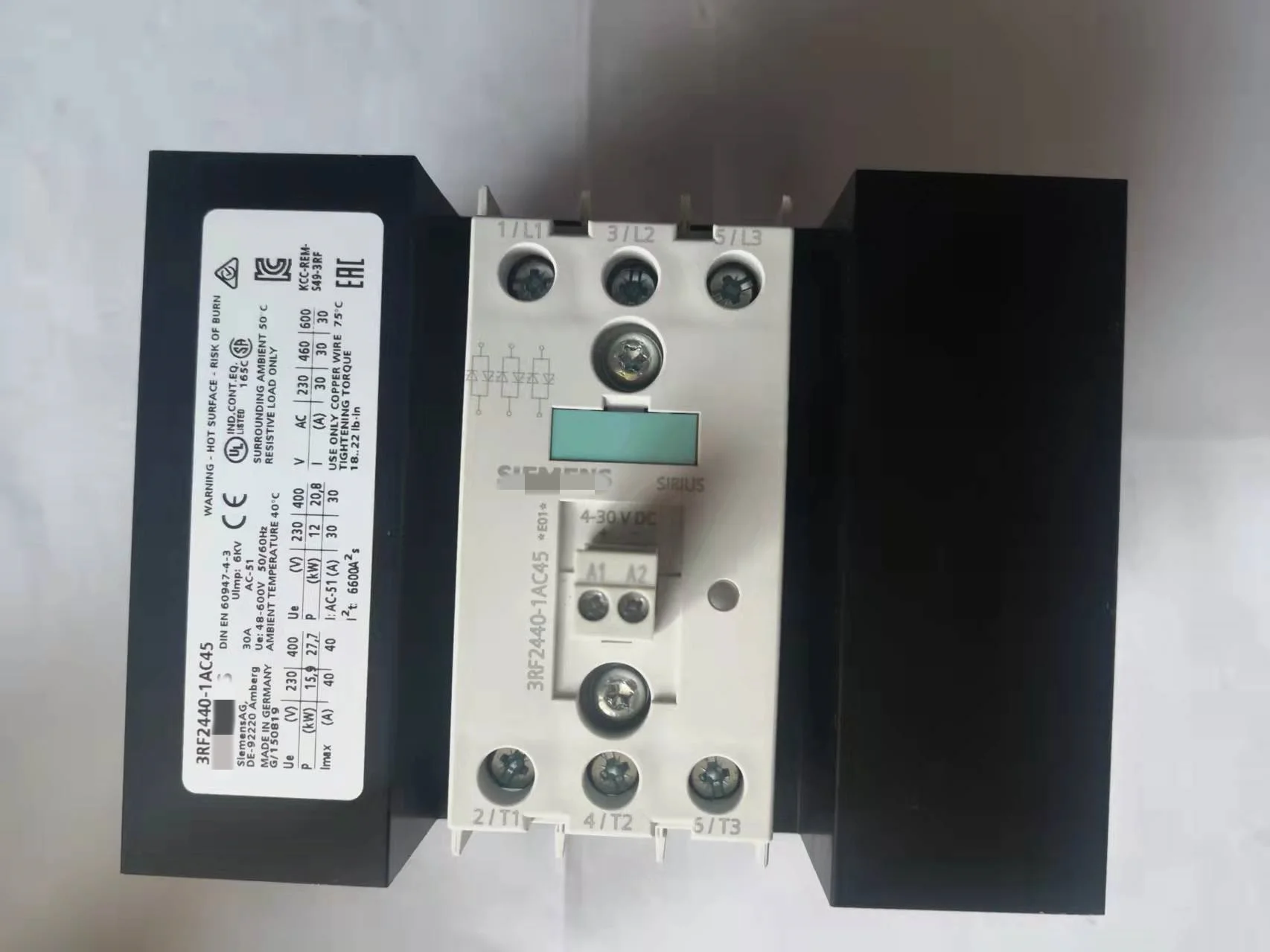 Contactor Semiconductor 3RF2440-1AC45 - Nuevo, Original, 600VAC, En Stock, Envío Rápido