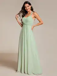 Elegant Evening Dresses Halter Neck Backless Cross Strap Sleeveless 2024 Ever Pretty of Chiffon Mint Green Bridesmaid Dress