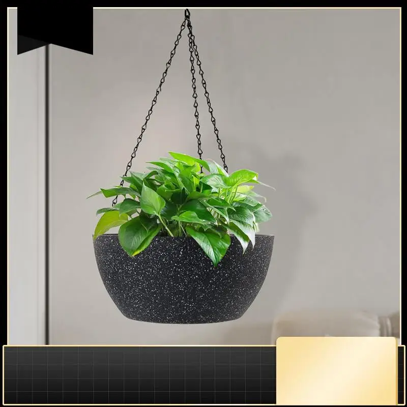 

10 Inch Large Hanging Planter Plant Pots For Outdoor Plants With Drainage Holes And Chain, 2 Pack Hanging Flower Pots-N37R