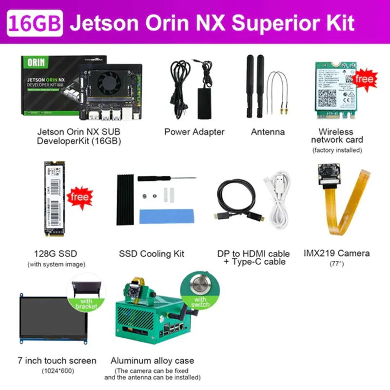 Kit de développement Jetson Orin NX SUB, 8 Go, 16 Go de RAM, basé sur NVIDIA Core Tech pour les performances de projet ROS AI, Deep Learner
