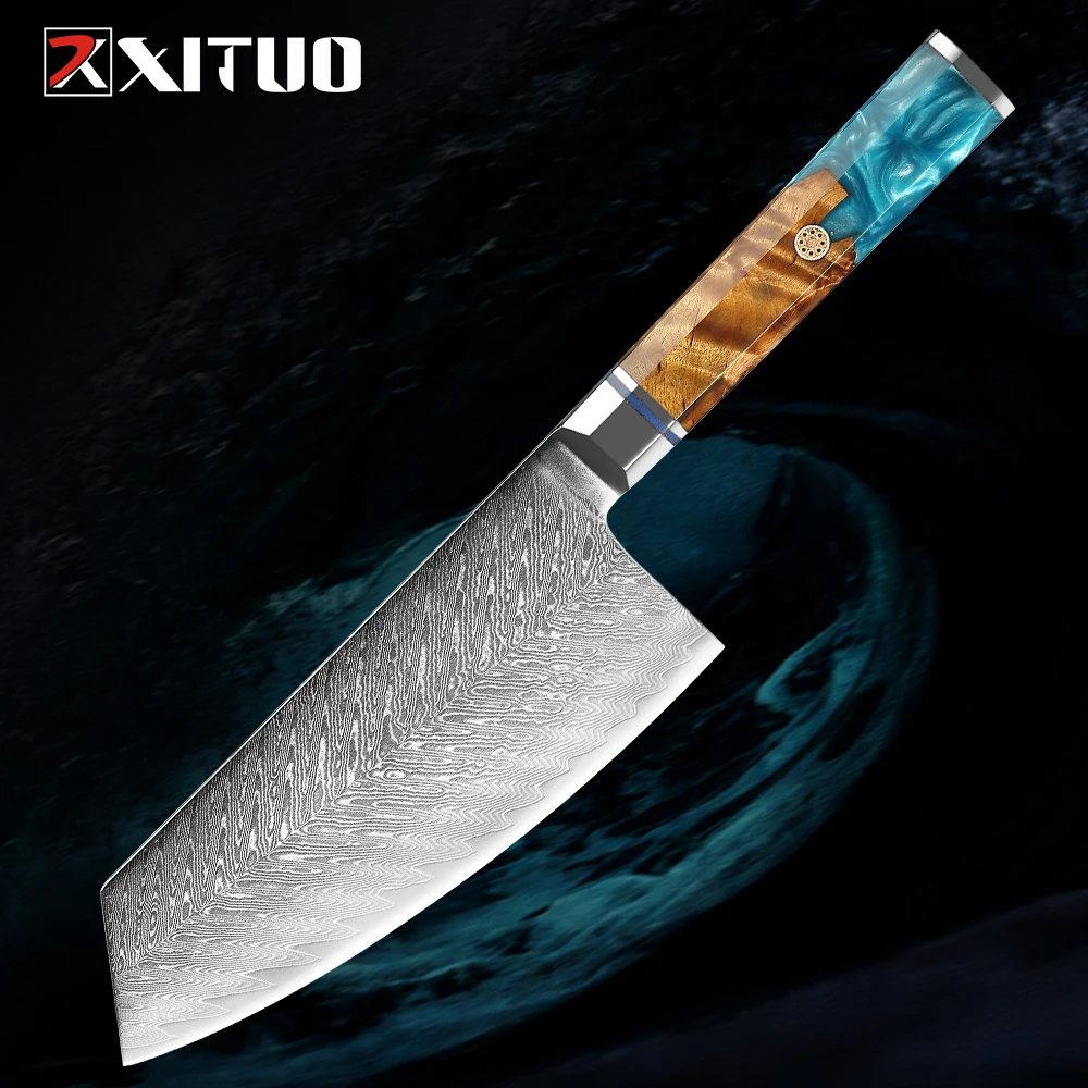 Damascus steel knife Genuine kitchen knife Household Sharp Slicing knife meat cutter Cleaver Knife Ladies Specialized Knife