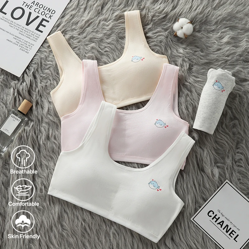 Underwear for Female Students, Teenage Development Period, Small Tank Top, Flat Bust Bra, Cotton, Big Kid, Little Girl, Teenage