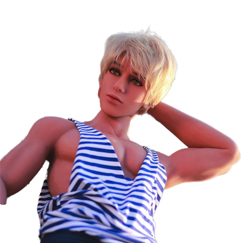 Gay muscular and sexy man's unique silicone doll with flexible joints, hand-made design, suitable for daily milking at home for