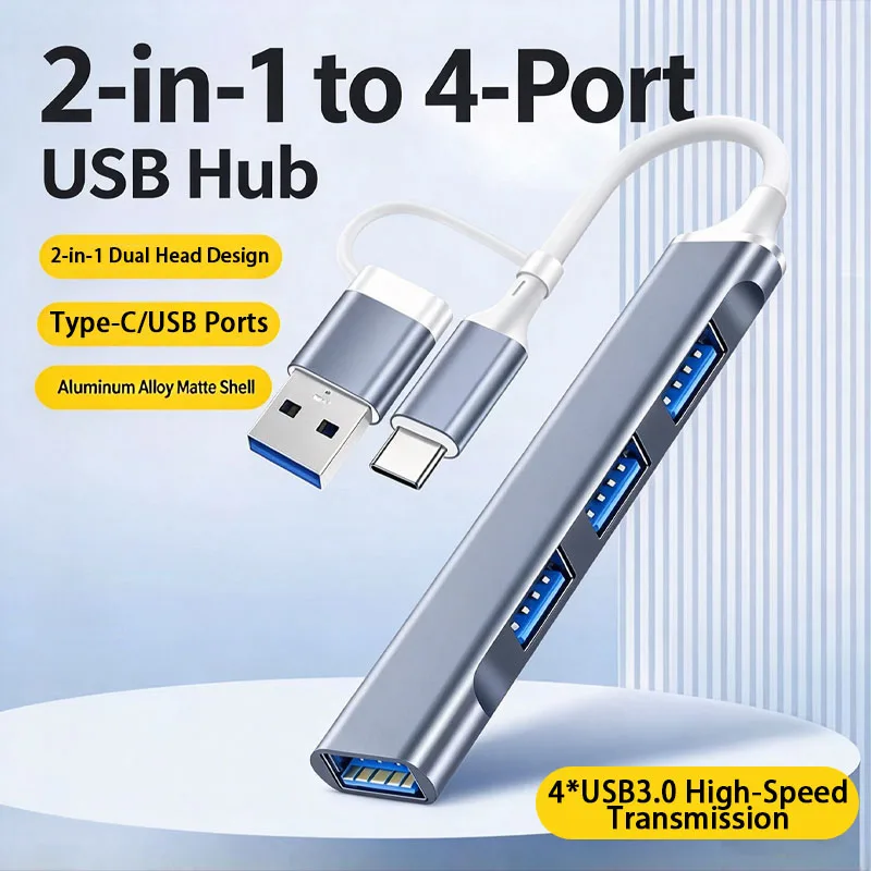 USB 3.0 Docking Ststion 2 in 1 USB HUB Multi Ports Splitter USB Type C OTG Adapter For Notebook Lenovo PC Dell Macbook Air Pro