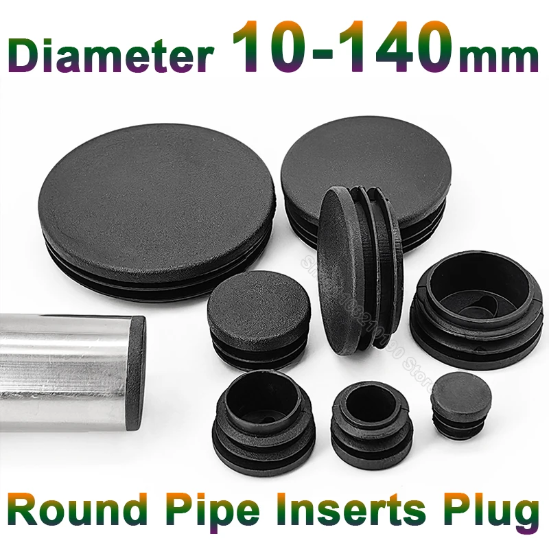 Round Plastic Blanking End Cap 10/12/13/14/15/19/20/22/27/28-140mm Chair Table Feet Cover Tube Pipe Insert Plugs Bungs Stoppers