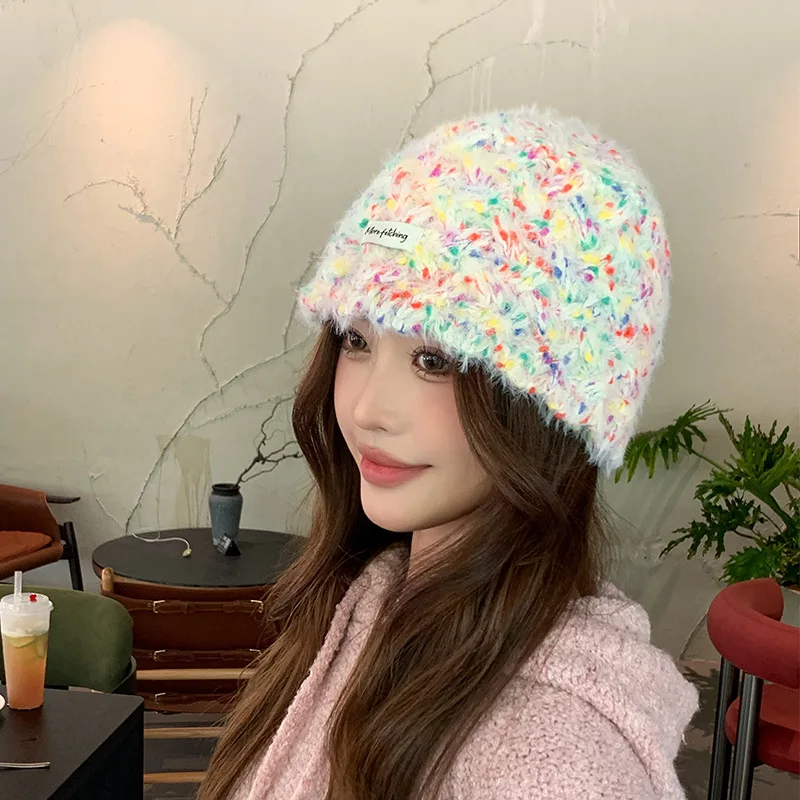

2025 Y2K Winter Hats for Men Thicker Beanies Knitted Cap Autumn Cycling Beanie Women Fleece-lined Warmer Bonnet multicolour Cap