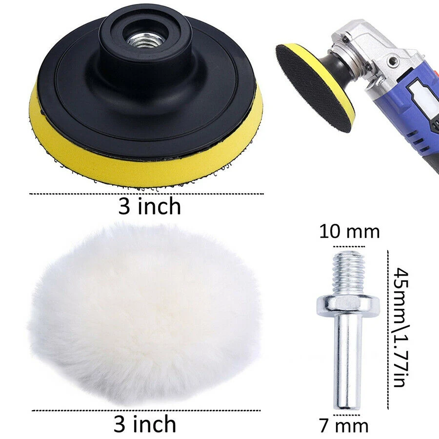 7X3Inch Polishing Waxing Buffing Sponge Pads Kit Compound Car Polisher