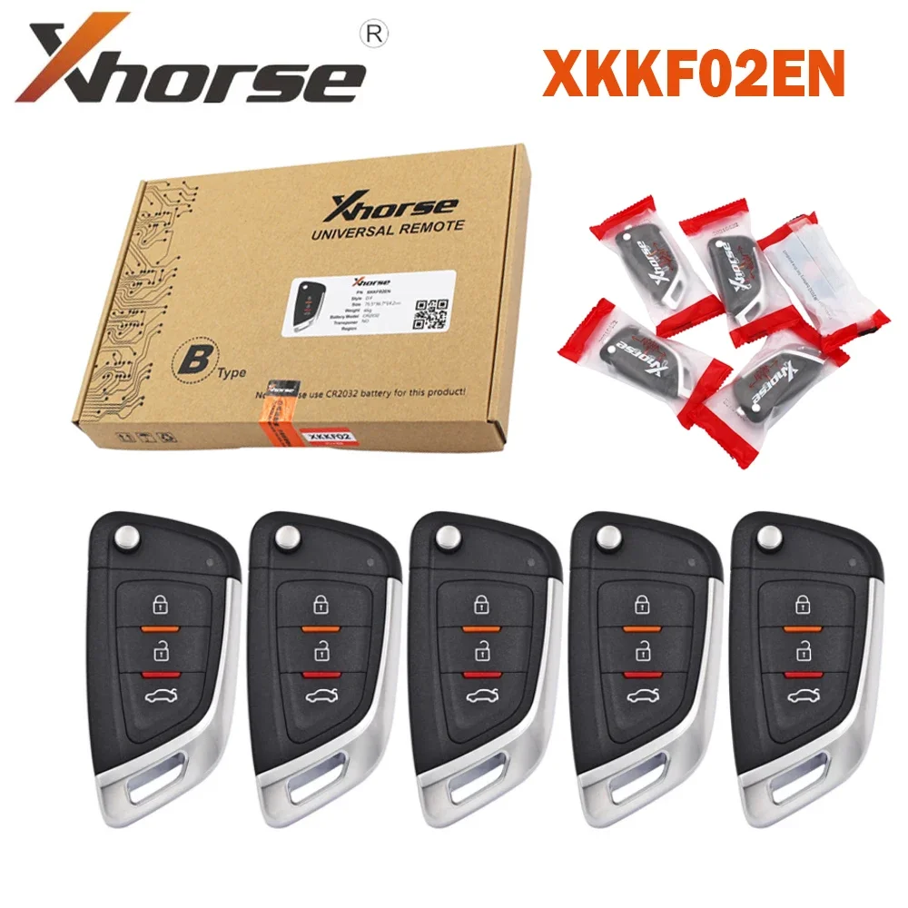 5PCS/Lot Xhorse XKKF02EN VVDI Wire Remote 3 Buttons XK Series Universal  Flip Car Key for D.F Styple VVDI2/VVDI Mini/Max Tool