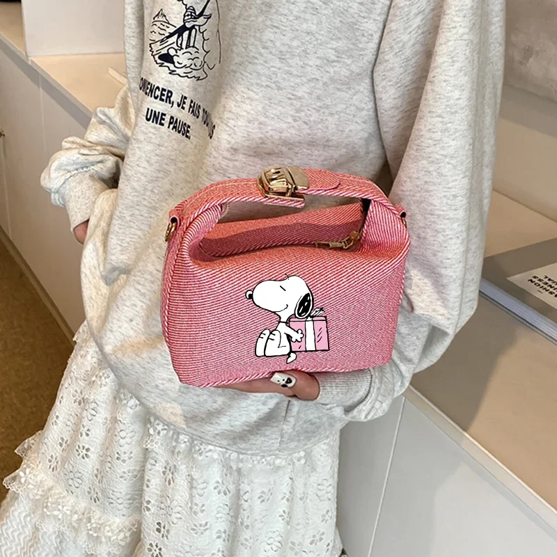 New Snoopy ShoulderBag Girl Cute Cartoon Anime Crossbody Bag Fashion Portable Large Capacity Commuting Handbag Storage Bag Gift