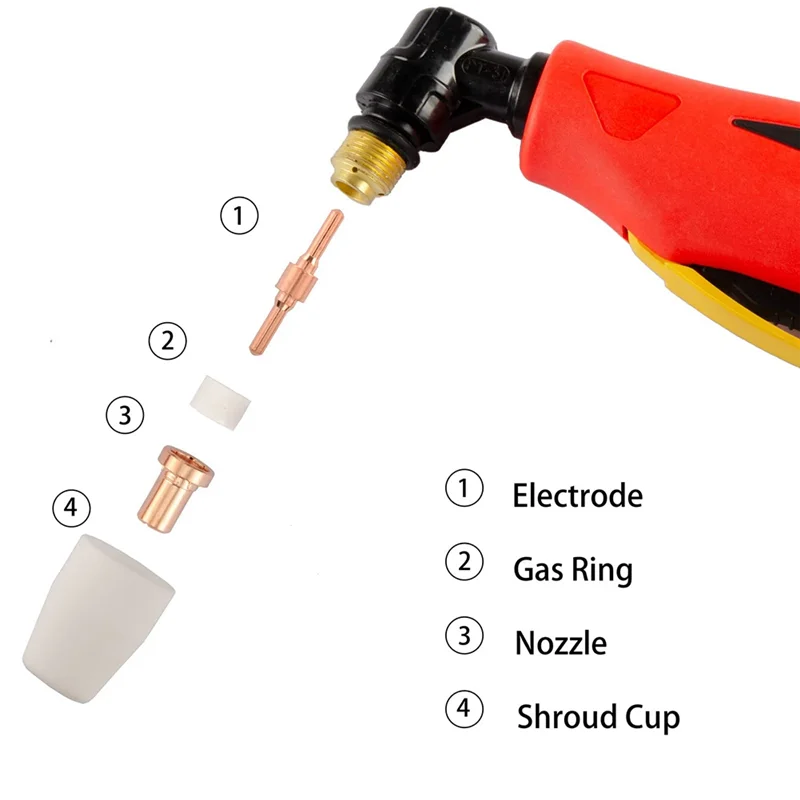 

X10A 150Pcs PT-31 Extended Air Plasma Cutting Nozzle Extended Electrode Consumables Fit For CUT-40 CUT-50D CT-312