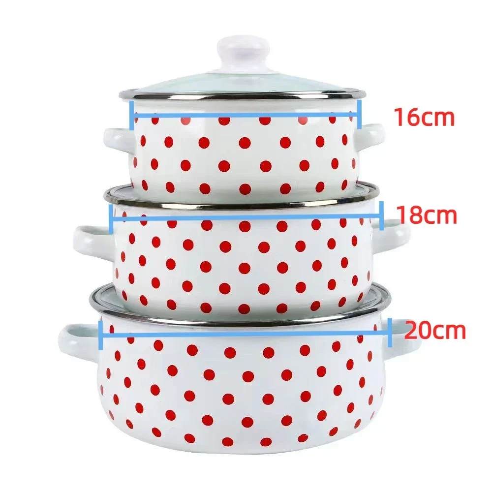 

Набор эмалированных суповых кастрюль для приготовления лапши и супа, домашняя кухонная утварь, эмалированная кастрюля с двойным ухом