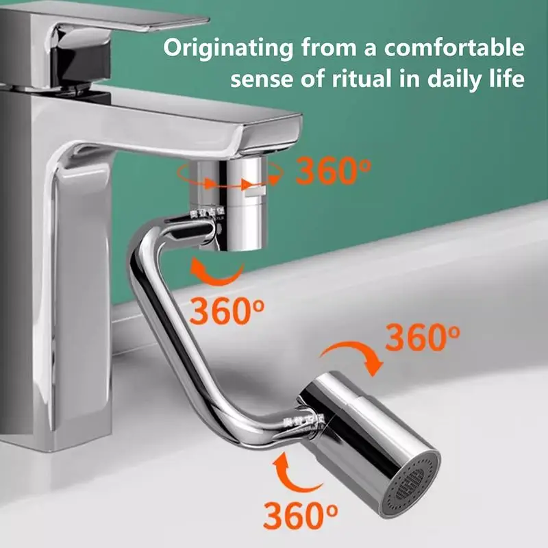 1080 Degree Rotating Faucet Extender Flexible Water Tap Nozzle Aerator Adapter for Home Kitchen Cleaning