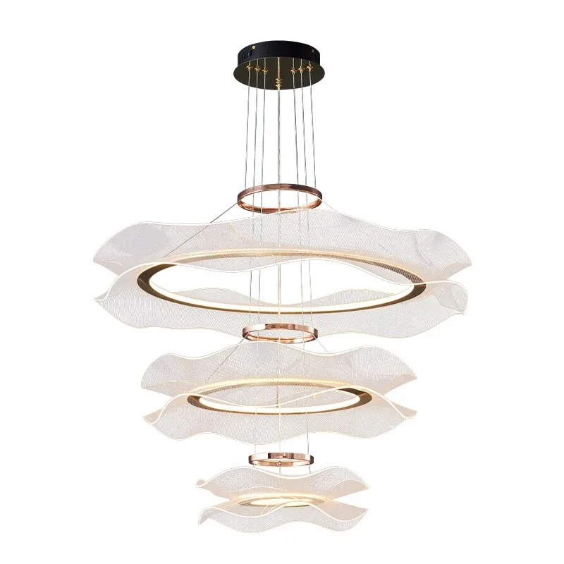 Lotus Acrylic Transparent Pendant Light Home Room Decoration Living Dinning Lamps Fixtures Nordic High-end Luxury LED Chandelier