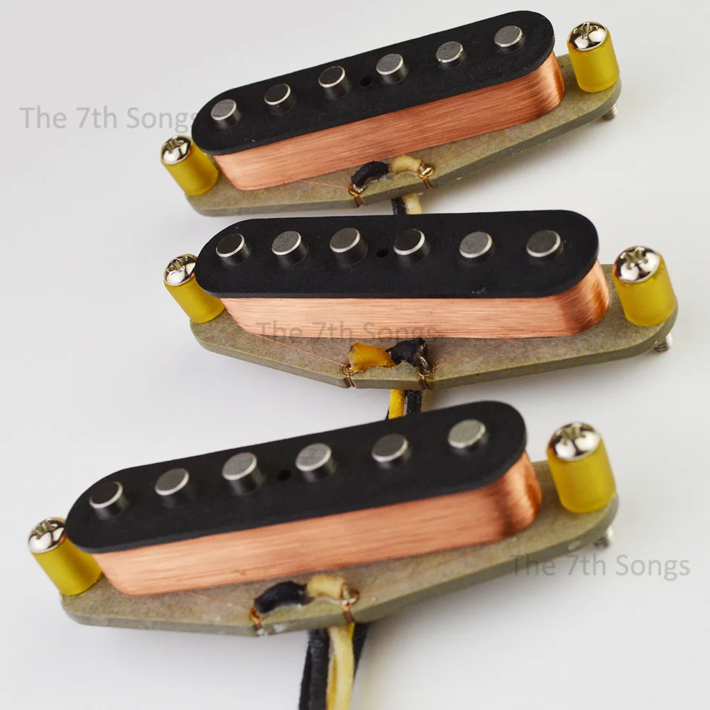 Vintage 1969 Set Alnico 5 Electric Guitar ST Single Coil Plain Enamel Wire 69 Pickup Heavy Build Coil Hendrix Style