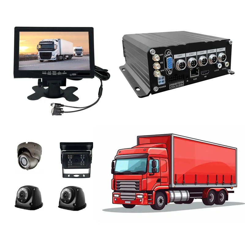 Tech 4G SD HDD MDVR GPS Tracking Cctv System Truck Mobile DVR Bus MDVR Set 4G GPS WiFi For Car Vehicle